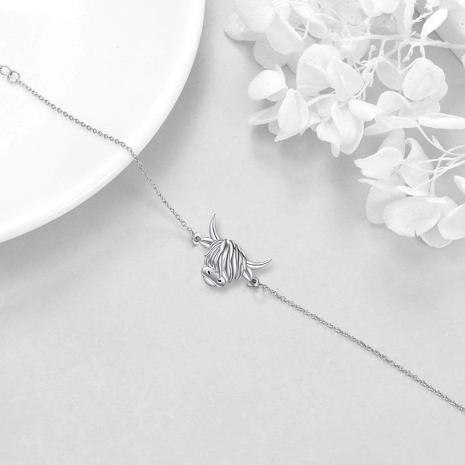 925 Sterling Silver Mountain Cow Bracelet, Elegant Design